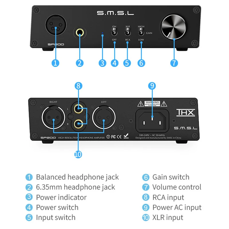 SMSL SP200 Headphone Amplifier THX AAA 888 Balance