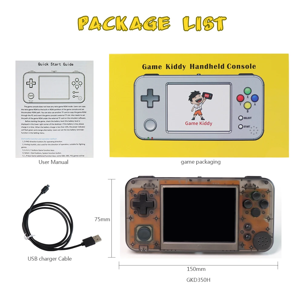 GKD 350H GameKiddy GKD350H ретро игровая консоль портативная видеоигра мини 3 5 дюймовый IPS