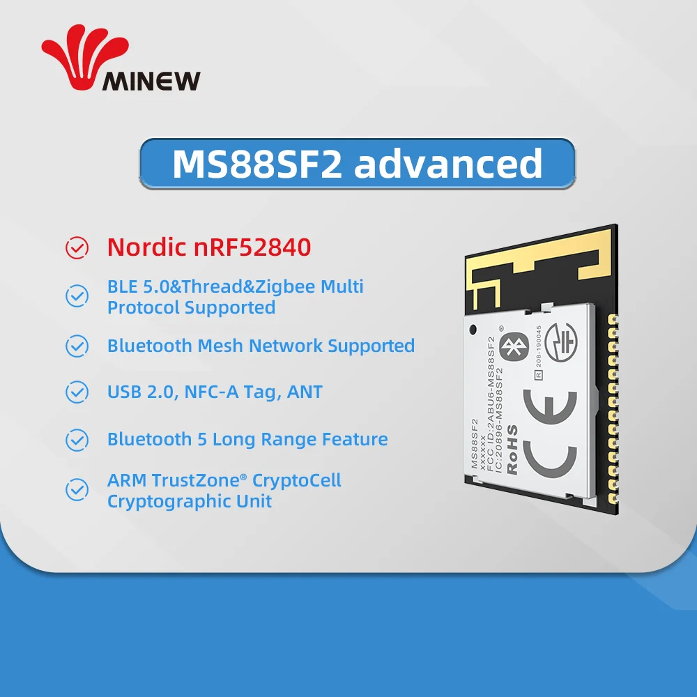Скандинавский надежный партнер Minew большой диапазон Bluetooth 5 BLE 0 сетчатый модуль