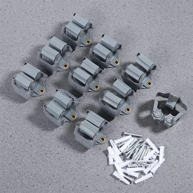 ELEG-10Pcs вешалка для метлы, швабра и метла, держатель для метлы, органайзер, зажимы, настенный садовый стеллаж для хранения с винтами, многофункциональная