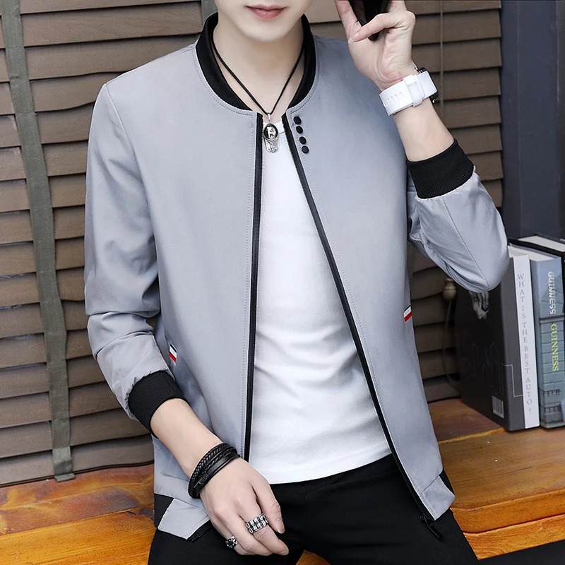 

2019 Spring and Autumn Casual Solid Color Slim Fashion Baseball Jacket Men's Jacket Brand Clothing jaqueta masculino M-4XL