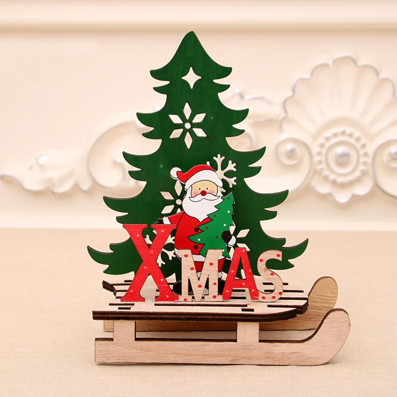 Рождественские украшения на столешницу, детские рождественские подарки, расписные деревянные сборные DIY украшения для снегохода