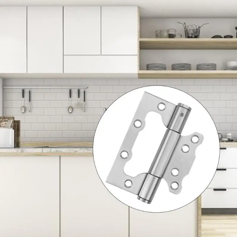

2pcs Spring Damper Buffer Hinge Stainless Steel Cupboard Cabinet Door Hinges Surface Drawing Process Beautiful Practical