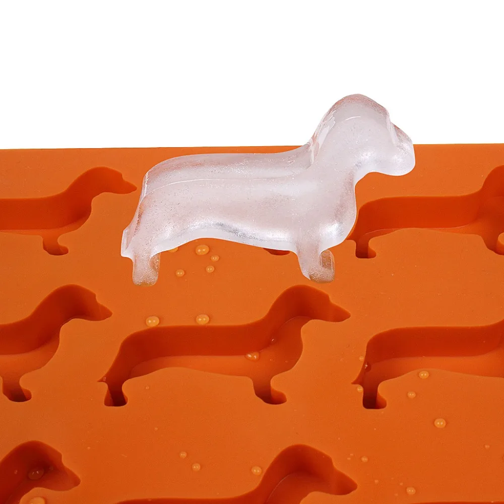 Silicone Ice Mold Tray,Orange Animal Modeling Ice Making Mold,9 Puppy Model Mold Equipped With A Dropper Gift (2)