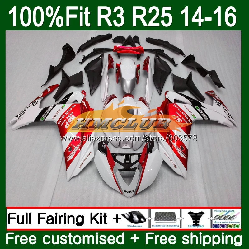 Инъекций для YAMAHA YZF R3 R25 YZFR25 63CL. 7 красный, белый YZF-R3 YZF-R25 R 25 YZFR3 14, 15, 16, 17, обтекатель oem