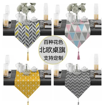 

Home Cotton Linen Plaid Table Runner Wedding Tablecloth Party Dinner Decor Decal#