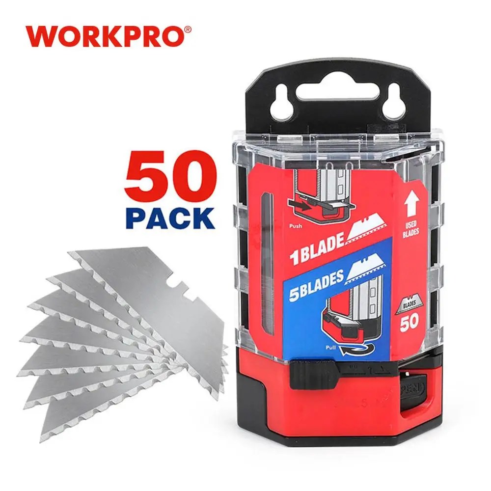 WORKPRO зубчатые лезвия для ножей SK5 стальные сверхпрочные 50 шт./лот|knife blade|steel bladeserrated