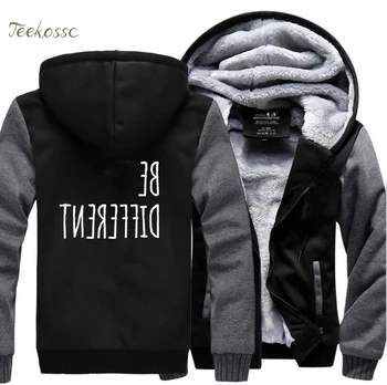 

Be Different Creative Novelty Hoodies Sweatshirt Funny Mens 2018 Winter Warm Zipper Punk Sweatshirts Men Thick Hoodie Streetwear