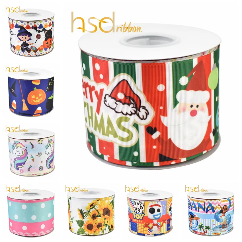 

HSDRibbon 22MM 38MM 50MM 75MM Heat transfer printed hsd-design on Grosgrain Ribbon