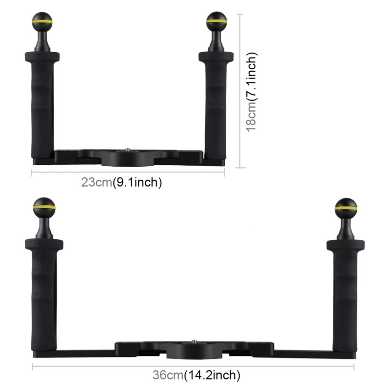  Dual Handle Aluminium Tray Stabilizer For Underwater Camera Housings For GoPro DSLR Smartphones Und