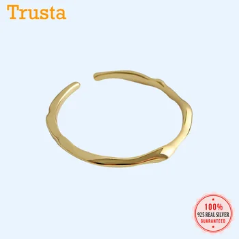 

Trustdavis Authentic 925 Sterling Silver CHIC Minimal Irregularity Opening Ring For Women Fine Wedding S925 Ring Jewelry DA1202