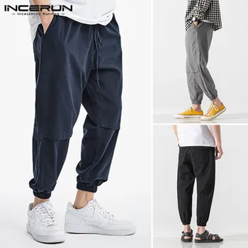 

INCERUN Fashion Men Harem Pants Joggers Patchwork Solid Color Loose 2020 Casual Cargo Pants Streetwear Chic Leisure Trousers Men