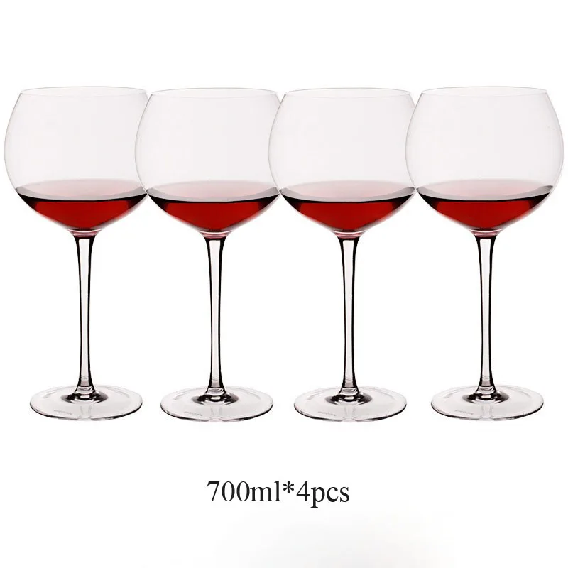 4pcs 700ml Европа бессвинцовый стакан из прозрачного стекла высокой емкости стаканы для бренди бокалы для вина Свадебные очки вечерние аксессуары для дома отеля - Цвет: 4pcs 700ml