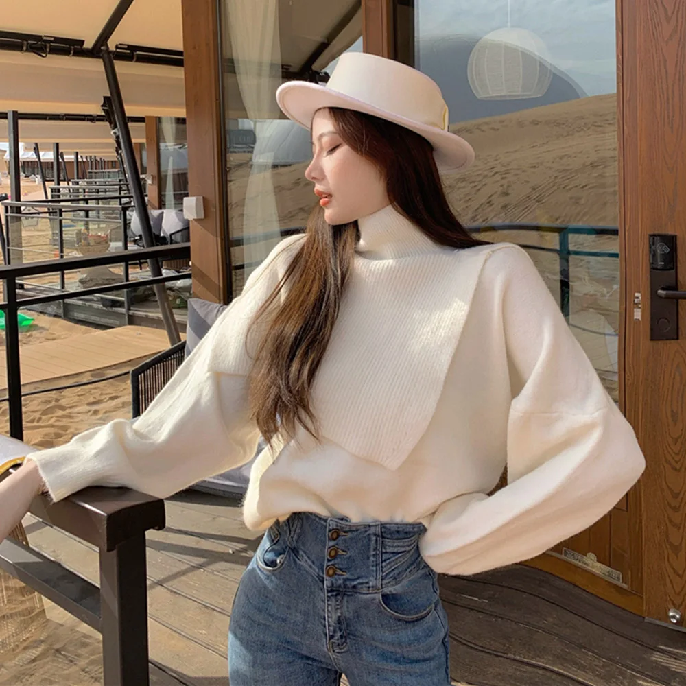 

Korean Version Pullover Street Fashion Autumn And Winter The New Long Sleeve Turtleneck Sweater Removable