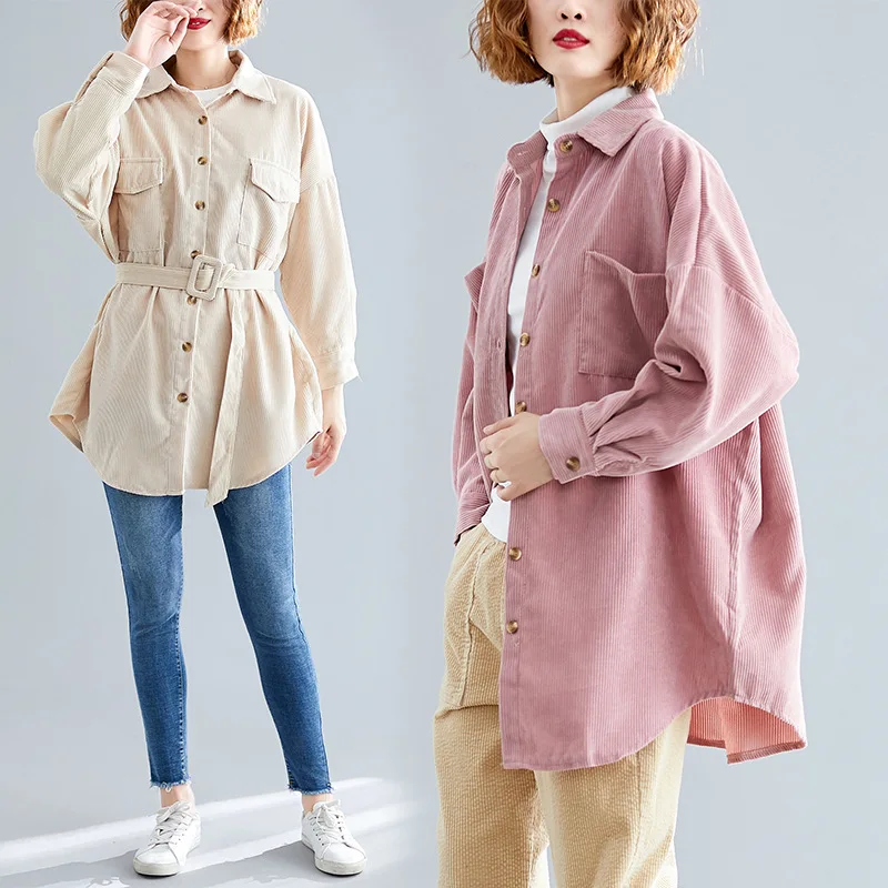 

Women velvet solid turn down collar long sleeve long shirt sash corduroy high street Female 2019 Fashion New