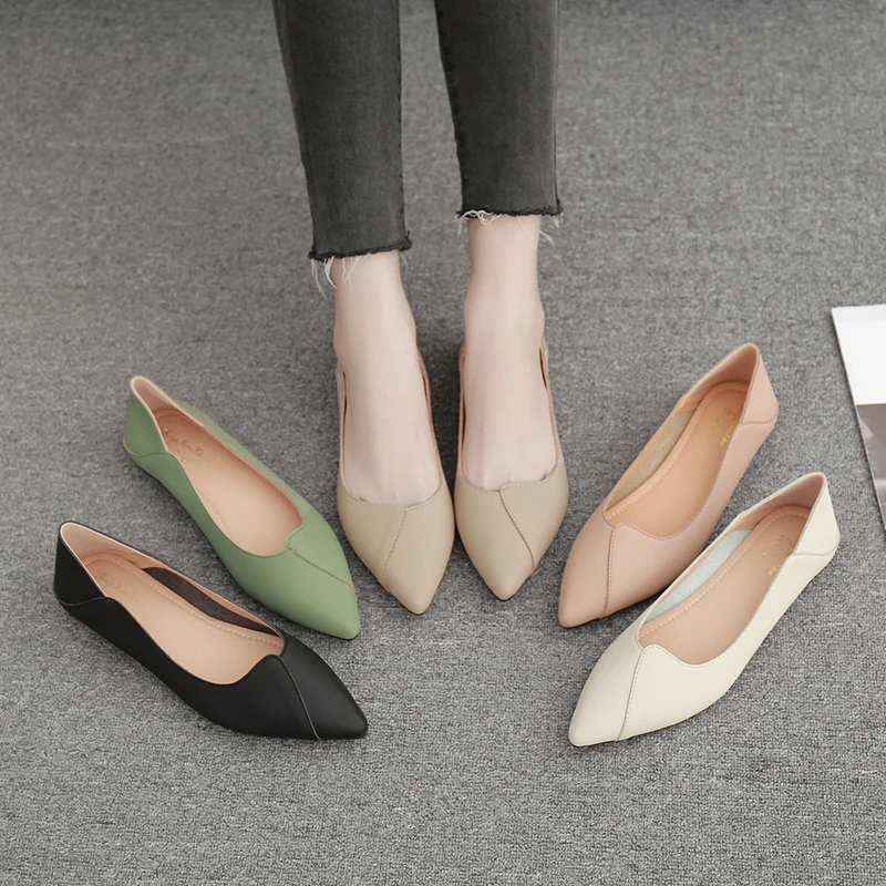 

Spring 2020 new flat flat soft heel shallow mouth pointed comfortable flat shoes