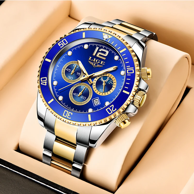 2024LIGE Mens Watches New Fashion Sport Stainless Steel Date Clock Luminous Waterproof Quartz WristWatch Relogio Masculino Reloj 2