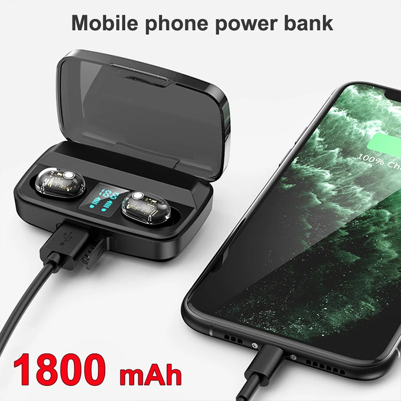 M13C беспроводные наушники 5,0 Bluetooth наушники портативные 1800mAh power Bank Aptx/SBC гарнитура стерео мини Bluetooth наушники