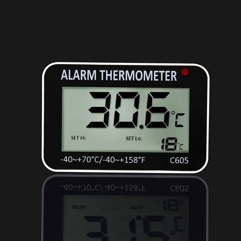 Hanging Magnetic Digital Alarm Thermometer for Fridge Freezer with High& Low Temperature Alarm Battery Included