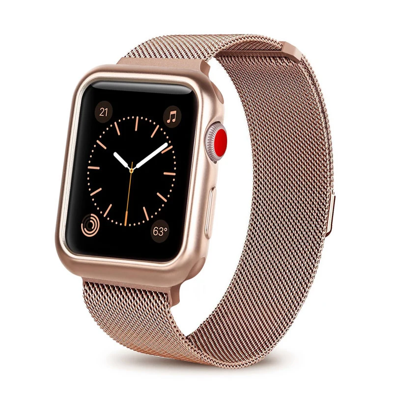 Ремешок для часов, Миланская петля, ремешок+ чехол для apple watch, ремешок 42 мм, 38 мм, версия apple watch группа 4 5 44 мм 40 мм iwatch крышки iPhone 5/4/3/2/1 Магнитный в едином положении во время занятий легкой атлетикой