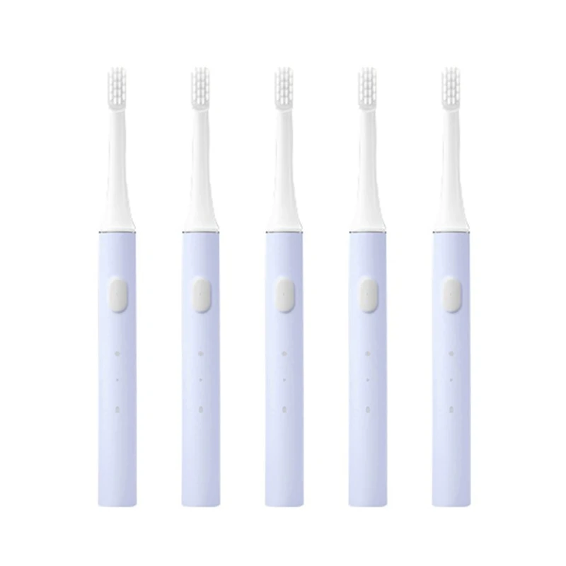 Настоящая Xiaomi T100 звуковая электрическая зубная щетка для взрослых IPX7 ультра звуковая автоматическая зубная щетка USB перезаряжаемая зубная щетка - Цвет: 5pcs Blue