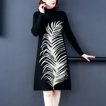 

New women Winter Turtleneck party knitting dress women's Autumn Elegant Sweater dresses vestidos Vintage lady dress 2019 Loose