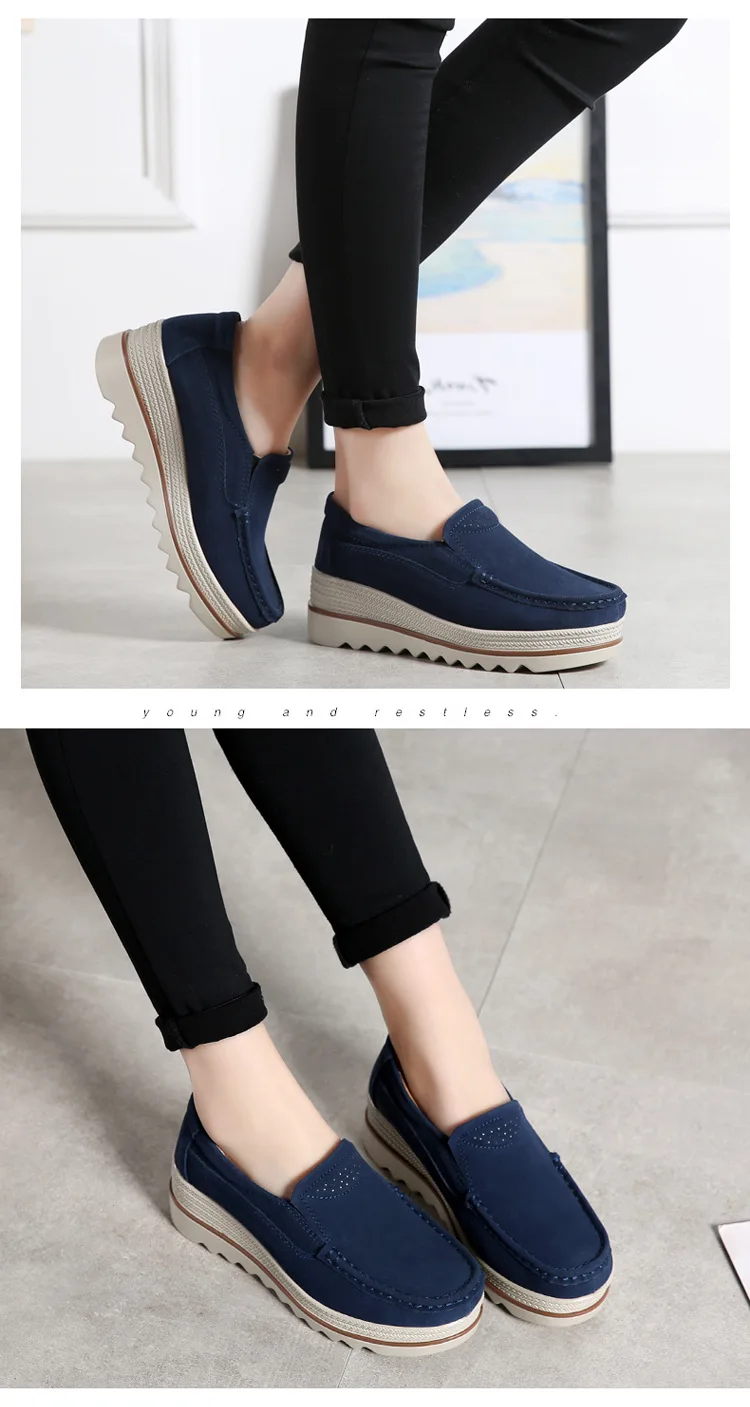  2021 Spring Women Flats Shoes Platform Slip On Flats Woman Sneakers Female Suede Ladies Tenis Loafers Moccasins Casual Shoes ballet flat leather shoes womens