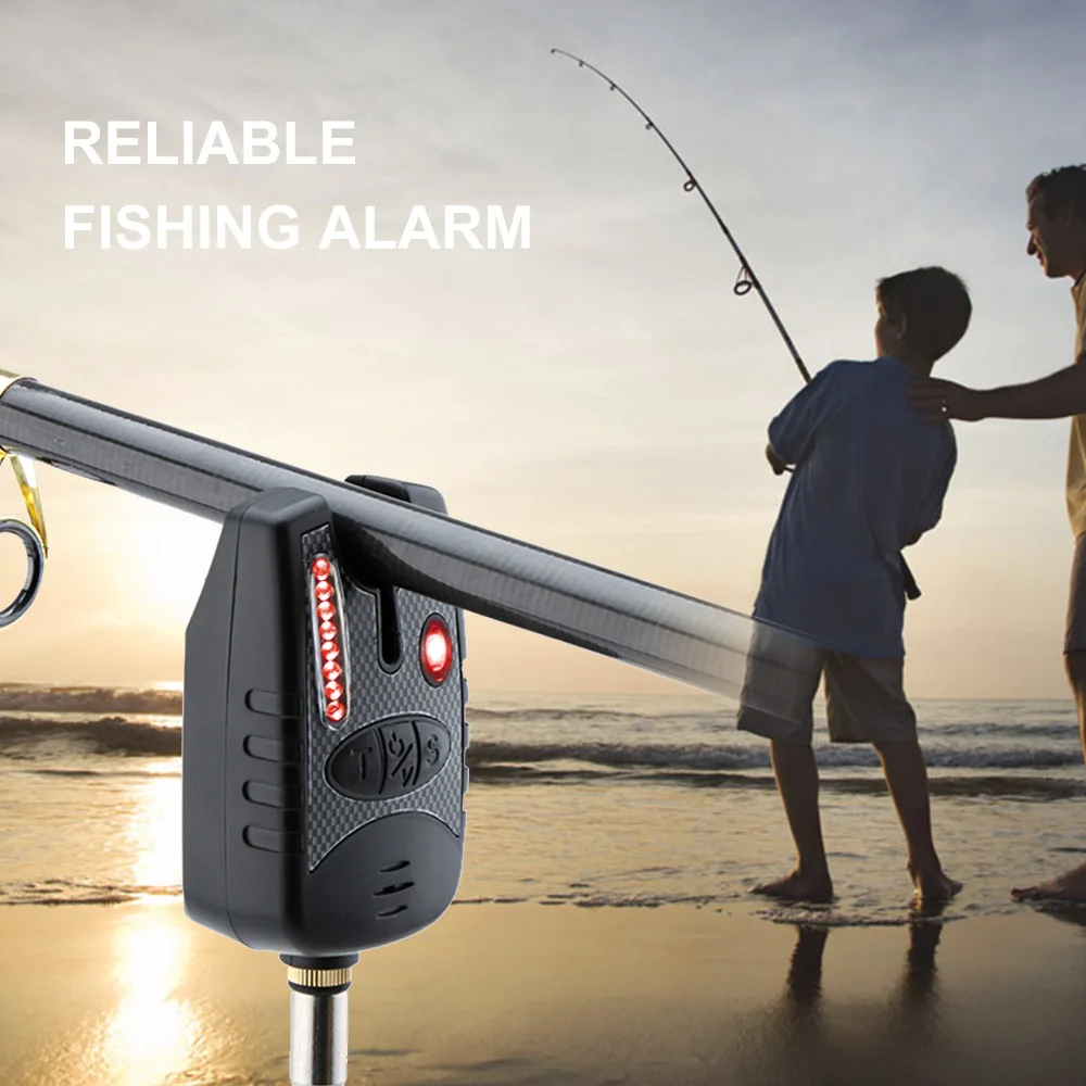 

8 LEDs Water Resistant Adjustable Tone Volume Sensitivity Sound Alert Fishing Bite Alarm for Fishing Rod