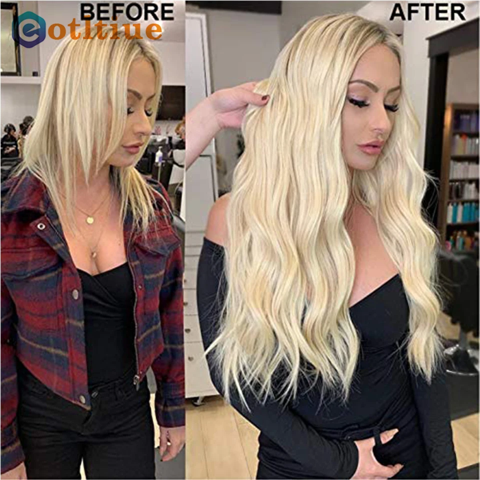 Clip In Hair Extensions Straight Hair Peru Human Hair #613 Color 8 Pieces/Set Full Head Sets 10-24 Inches Blonde Remy Hair 120G