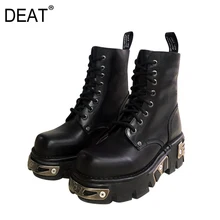 [DEAT]/ г. Черные женские ботинки на танкетке с круглым носком из искусственной кожи Новые осенне-зимние модные ботинки 10D688
