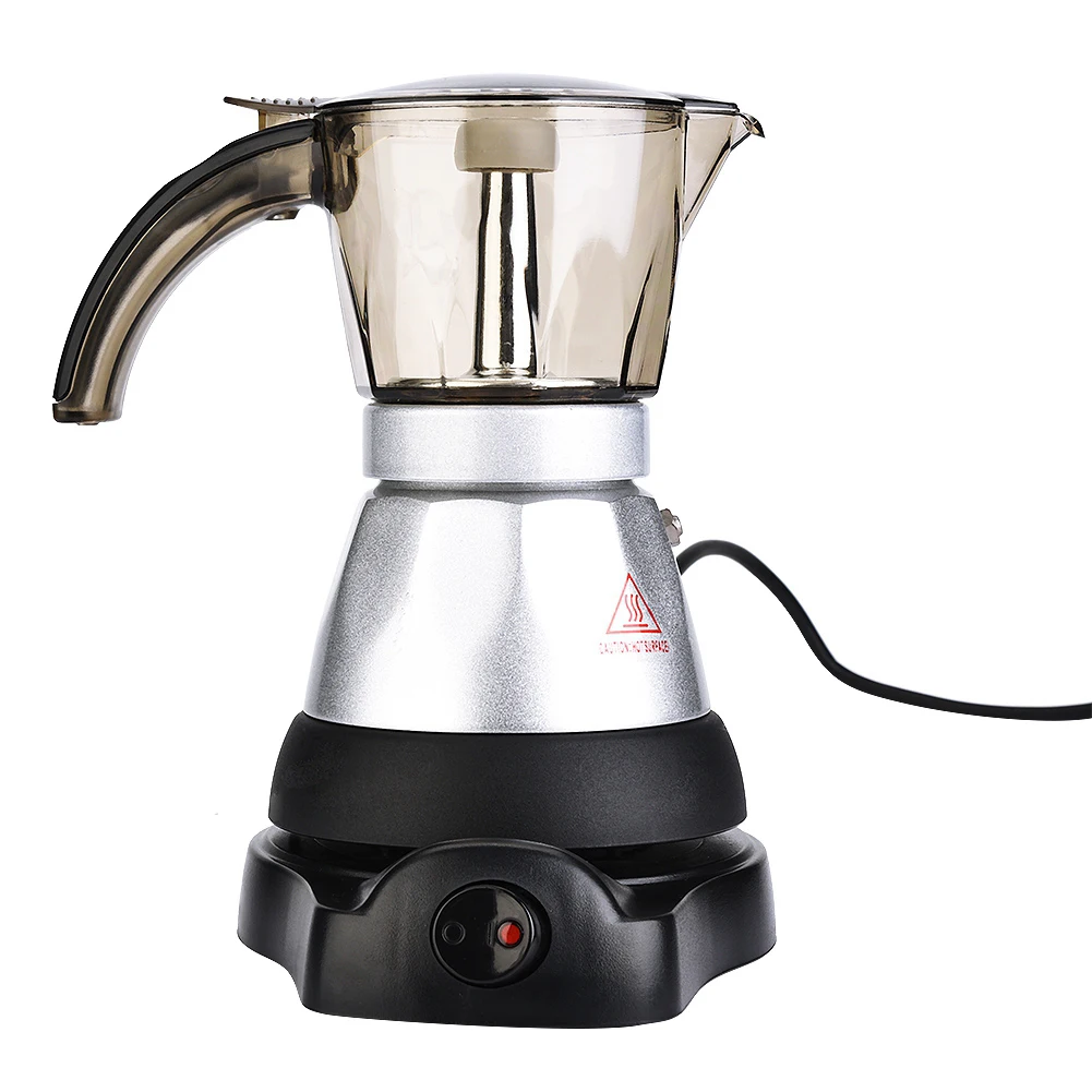 

220v 3 to 6 Cup Electric Italian Top Moka Coffee Pot Percolators Tool Filter Cartridge Aluminium Electrical Espresso Maker New