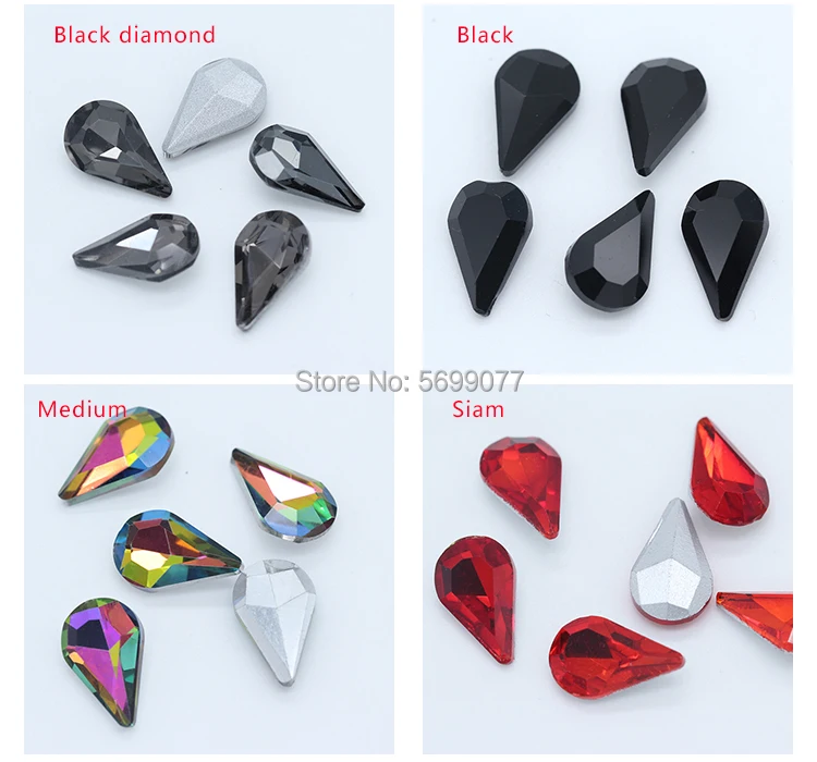 5–13 mm, alle Größen, 24 Farben, Kristall-Wassertropfen, Strass-Glassteine, Punkt für Hochzeitskleid, Schmuck, Nagelkunst, DIY-Dekorationen – Detail 6