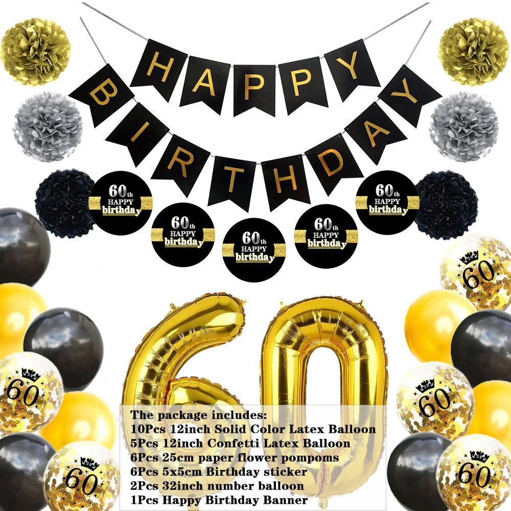 Amawill золото черный комплект 35th День Рождения украшения наборы с днем рождения баннер 35 лет вечерние принадлежности 8D - Цвет: NO.6