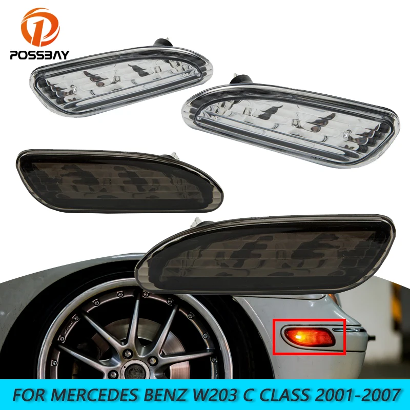 

POSSBAY 1Pair Car Side Marker Lights Cover Turn Signal Lamp with Bulbs for Mercedes Benz W203 C Class 2001-2007 Exterior Details