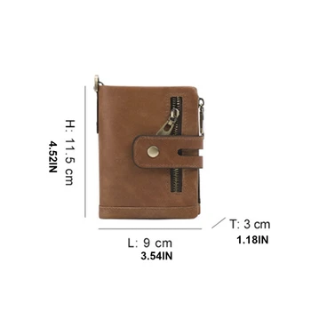 

Men RFID Blocking Wallet Vintage Leather Short Purse Trifold with Coin Pocket