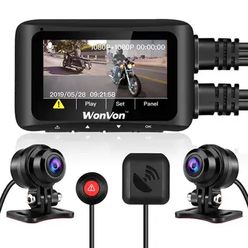 

MT1 Motorcycle Dash Cam 2.7” LCD Screen 1080P Motorbike DVR Recording Camera Dual Lens Front Rear Camera WiFi GPS G-Sens Dashcam