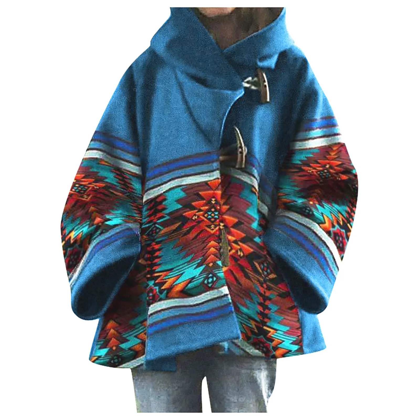 Women's Jacket Winter Loose Print Horn Buckle Cloak Coat Long Sleeve Tops Oversize Womens Coat Loose Sweatshirts худи sudaderas 2