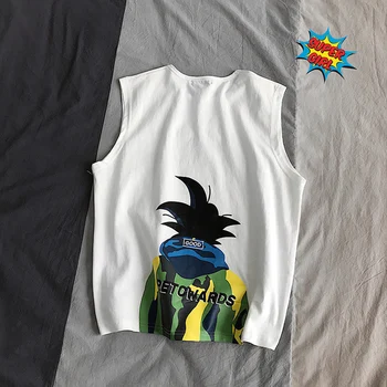 

2019 New Cartoon Hip Hop Street Sleeveless T-shirt Female Loose Vest Summer Wear Ins Top Cotton Tank Tops Regular 30bx