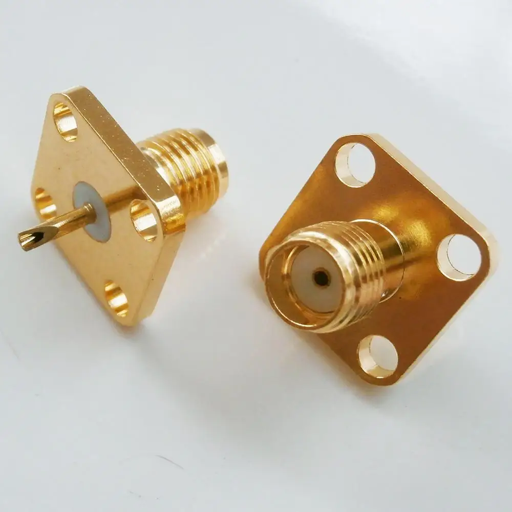 1X-Pcs-Neue-RF-Stecker-Buchse-Sma-buchse-Zentrum-Lot-4-Loch-Flansch ...
