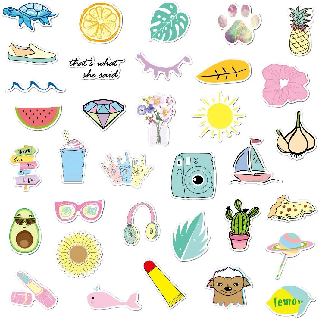 cute nature vsco girl stickers big 35 pack waterproof aesthetic trendy stickers for water bottles laptop hydro flask phone car stamps toys aliexpress