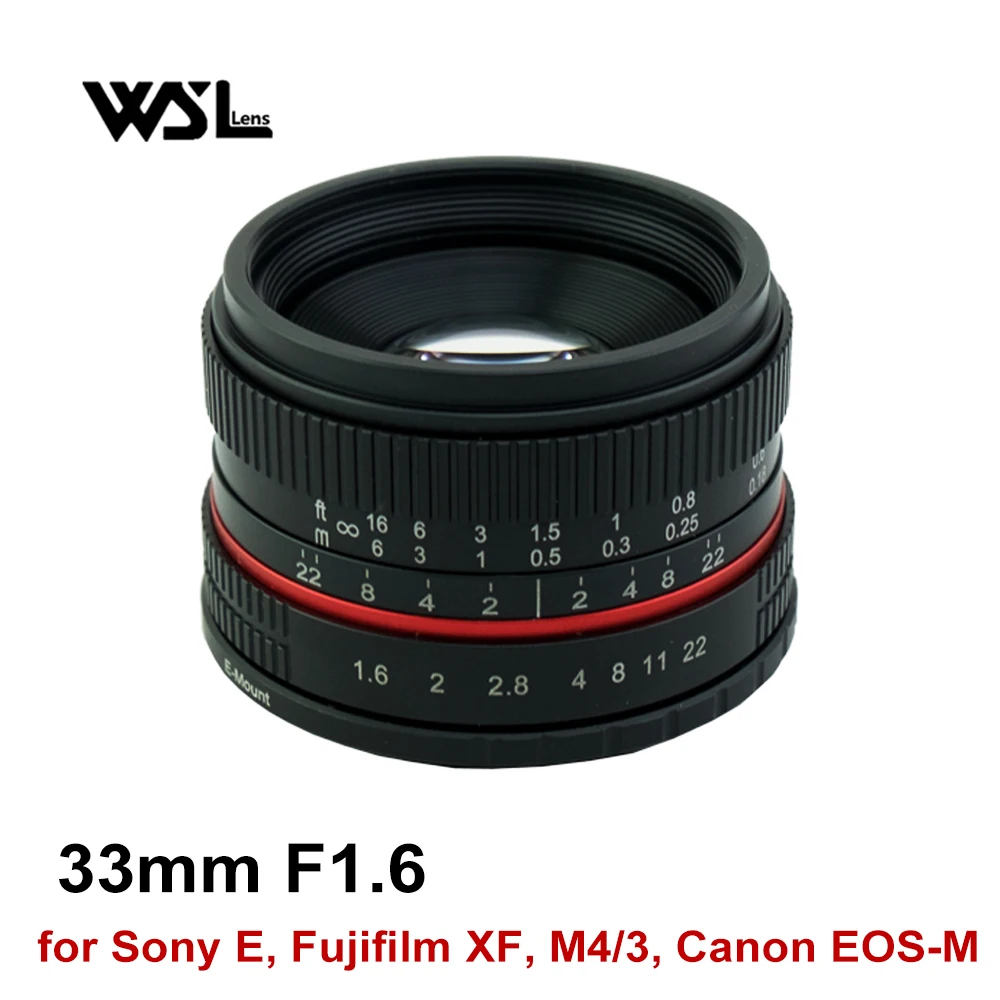 Wesleywsl 33Mm F1.6 Messa A Fuoco Manuale Lente Fissa Aps-C Telaio Per Sony E Fuji Fujifilm Xf F Panasonic Olympus M4/3 Canon Eos-M Fotocamera
