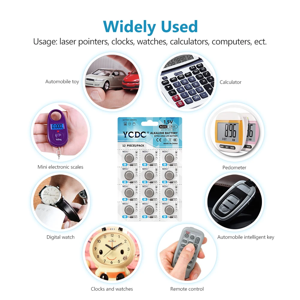 YCDC 12Pcs AG13 LR44 357A S76E G13 Button Coin Cells 1.5V Alkaline Batteries Tablets Batteries Single Use Watch Battery