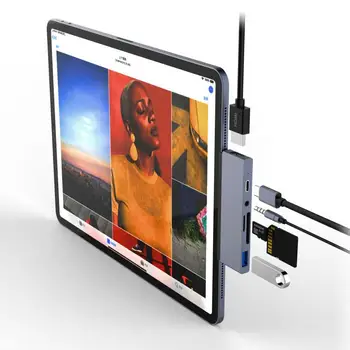 

6-IN-1 IPAD PRO USB C HUB Audio Adapter Type-c To HDMI Converter Portable Audio Adapter Phone Accessories In Stock