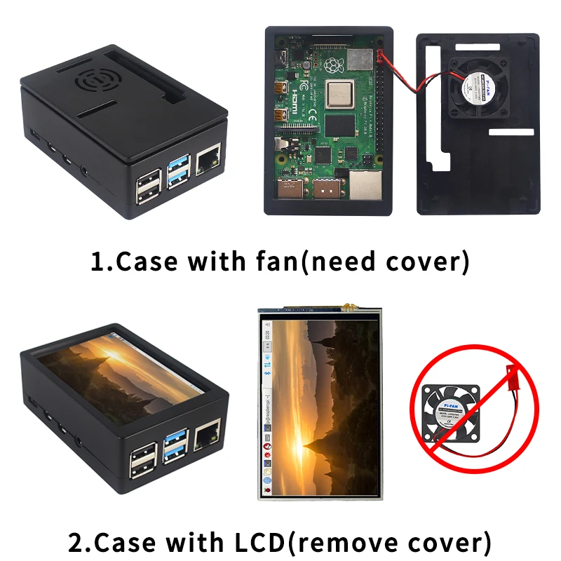  Raspberry Pi 4 Model B 2GB/4GB Kit Board + Power Adapter + Case Box + 32/64GB SD Card + HDMI Cable 