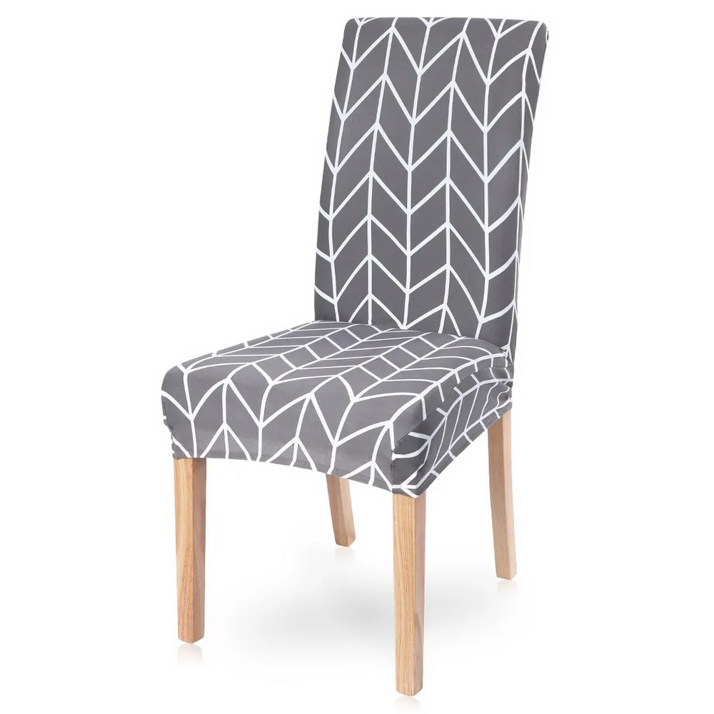 

Gray Printing Chair Cover Printed Stretch Anti-dirty Elastic Seat Cover used For Wedding Party Home Kitchen office living room