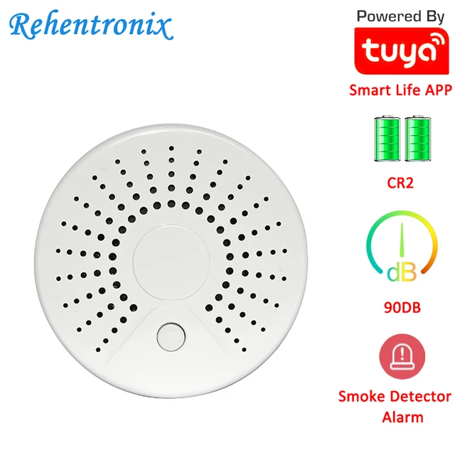 $19.19 Temperature Alarm Smart Wireless WiFi Tuya Smoke Sensor Detector with 90DB Sound Alarm APP Notifications