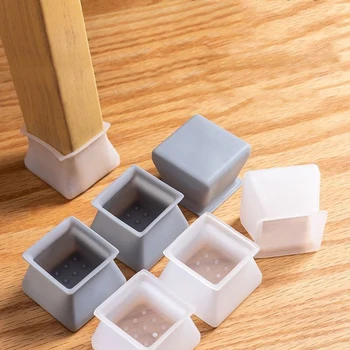 

10pcs Scratchproof Floor Protector Square Table Feet Moving Chair Leg Cover Home Flexible Soft Silicone Non Slip Living Room
