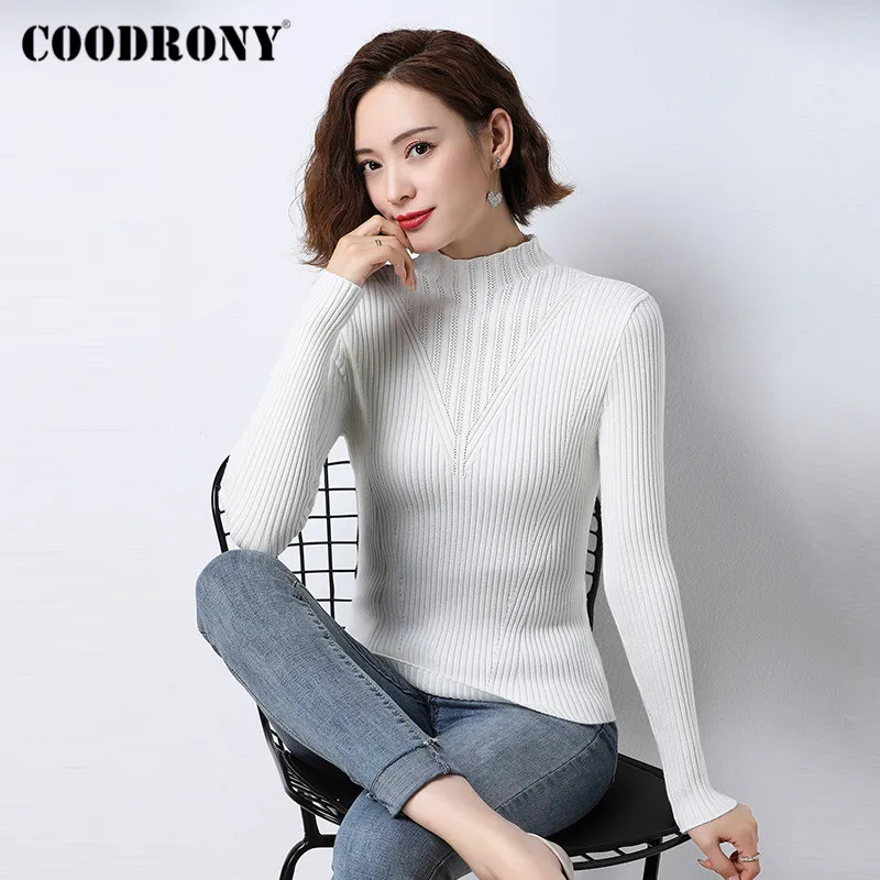 COODRONY Brand 2020 Autumn Winter Casual Soft Slim Sweaters Women Basic Elegant Solid Color Knitwear Female Jumper W1127