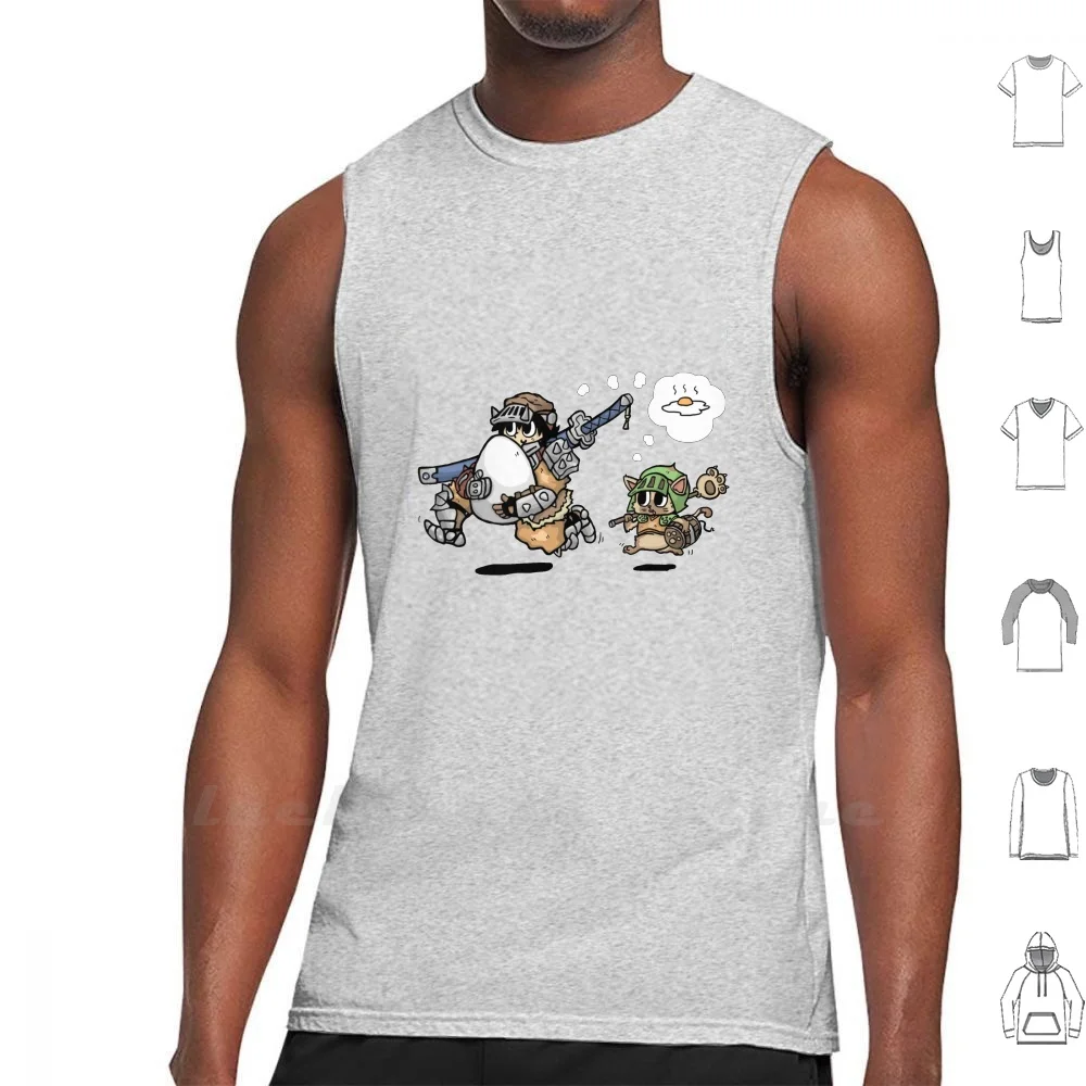 Tamago Hunter Canotte Gilet 100% Cotone Monster Hunter Hunter Felyne Longsword Hunting World Mhw Egg