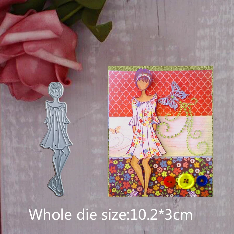 Shy street girl Metal Cutting Dies New for Craft Scrapbooking Card Making Album Embossing Paper Stencil Decor | Дом и сад